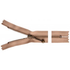 YKK Delbar Lynls Antik Messing 20cm 4mm Beige