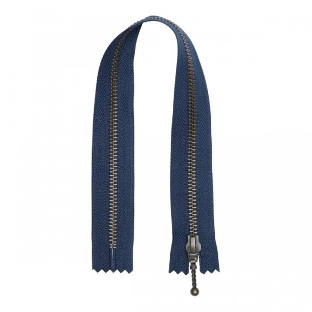 YKK Lynls - Antik Messing - 35 cm - Marinebl